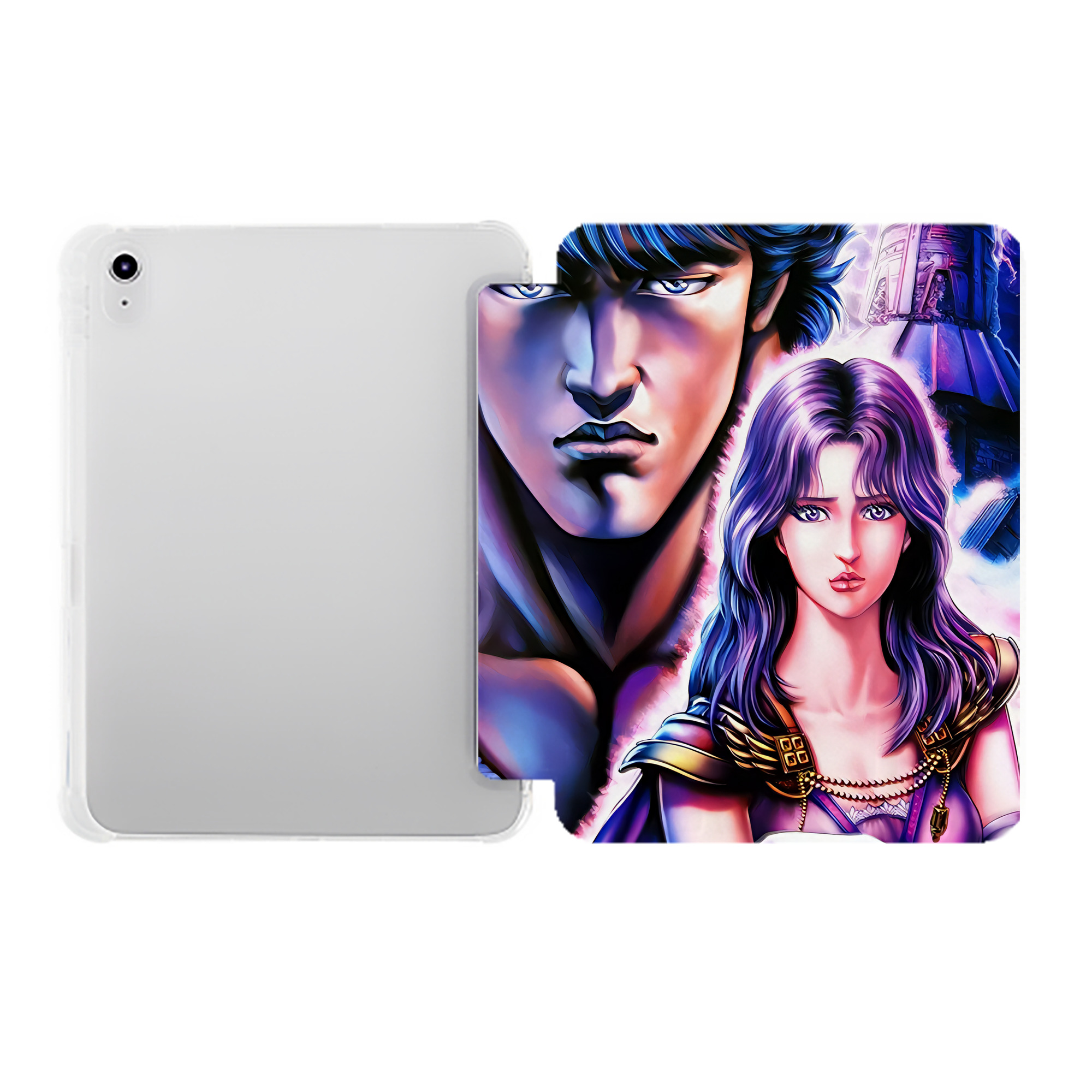 （画像用） 北斗の拳 Fist of the North Star IPad ケース ペン収納付き 三つ折りスタンド PUレザー×シリコン 対応機種9.5/10.5/10.9インチ